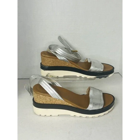 See By Chloe Glyn Platform Sandal Womens 39 US 8 Metallic Silver Espadrilles - Picture 1 of 11